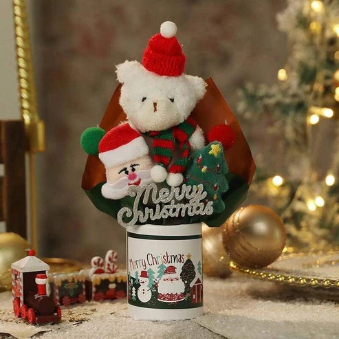 Festive Christmas Bear & Ornament Bouquet