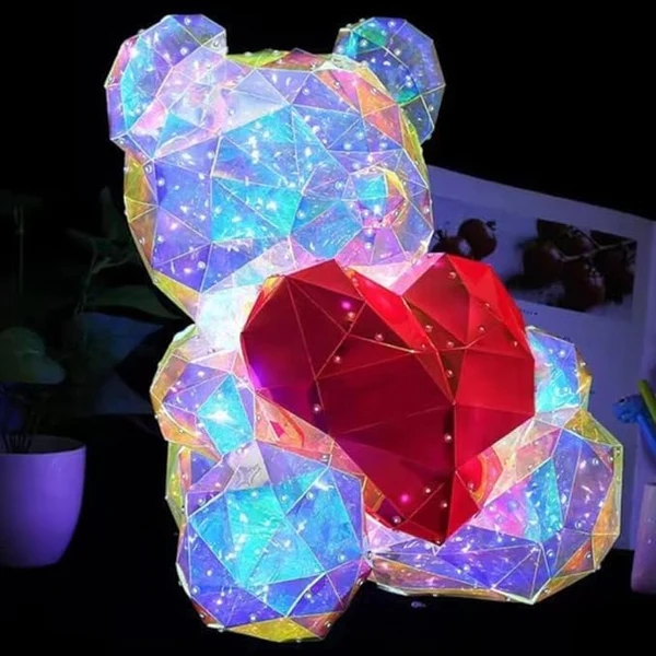 Gorgeous Shining LED Teddy Bear Holding a Red Heart (large)