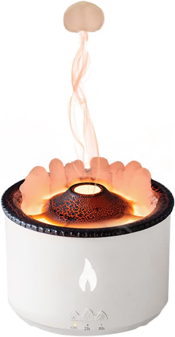 Volcano Humidifier with Flame and Aromatherapy Diffuser