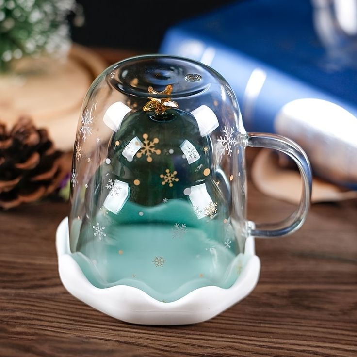 Christmas Tree Shaped Double Wall Glass Mug