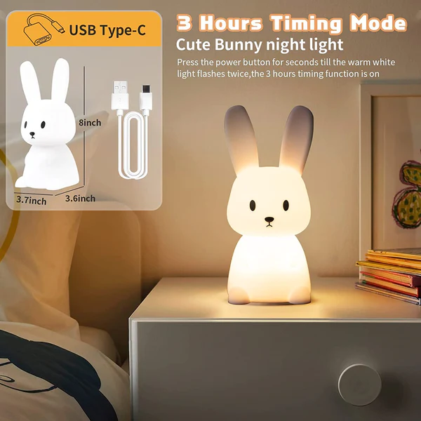 Cute Silicone Bunny Night Light For