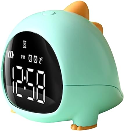 Cute Dinosaur Alarm Clock with USB Charging Port, 2 Alarms Loud LED Display, Snooze Function, Desk Clock Adjustable Ringtone Timed Reminder Dual Alarms, Snooze, Digital Display, Nap Timer, 8 Levels Adjustable  Volume for Kids