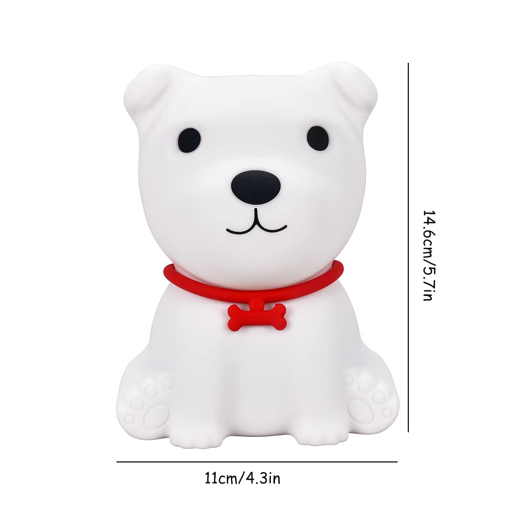 Cute Puppy Night Light Soft Silicone Lamp, Discolored USB Rechargeable Portable.