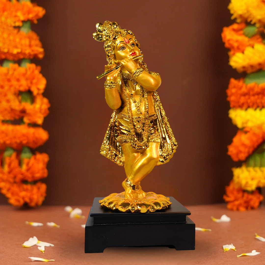 Krishna Idol Gold Plated Statue