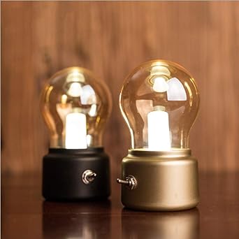 LED Bulb Night Light Retro USB Rechargeable Battery Mood Luminaire Writing Desk Table Lights Portable Bedside Lamp Energy Saving Bedroom Lamp, High Light Transmission Lamp, Study Table Desk Lamp