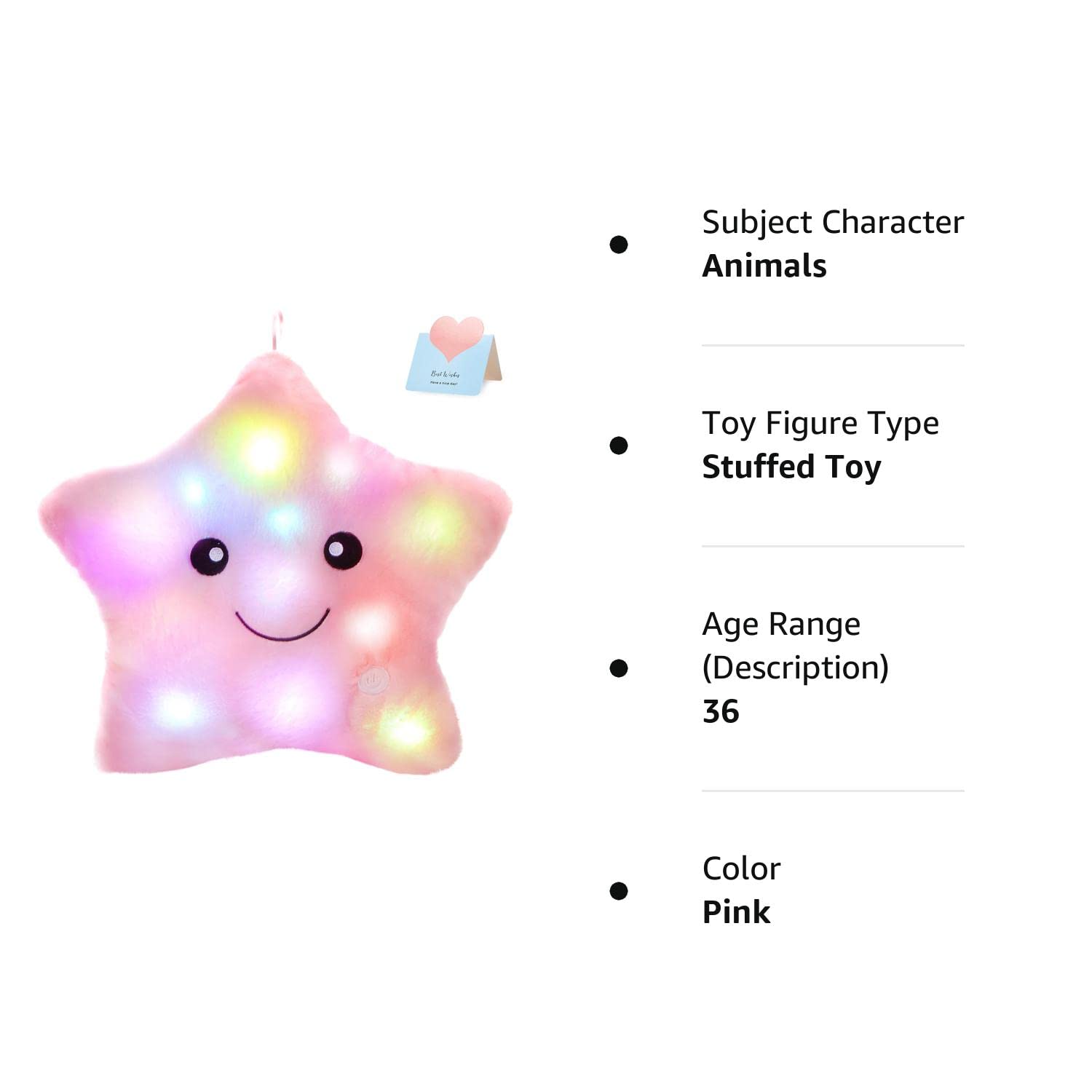 Twinkle Star Glowing LED Night Light Plush Pillows Stuffed Toys (Available in Blue, Pink, Purple, Yellow, White)