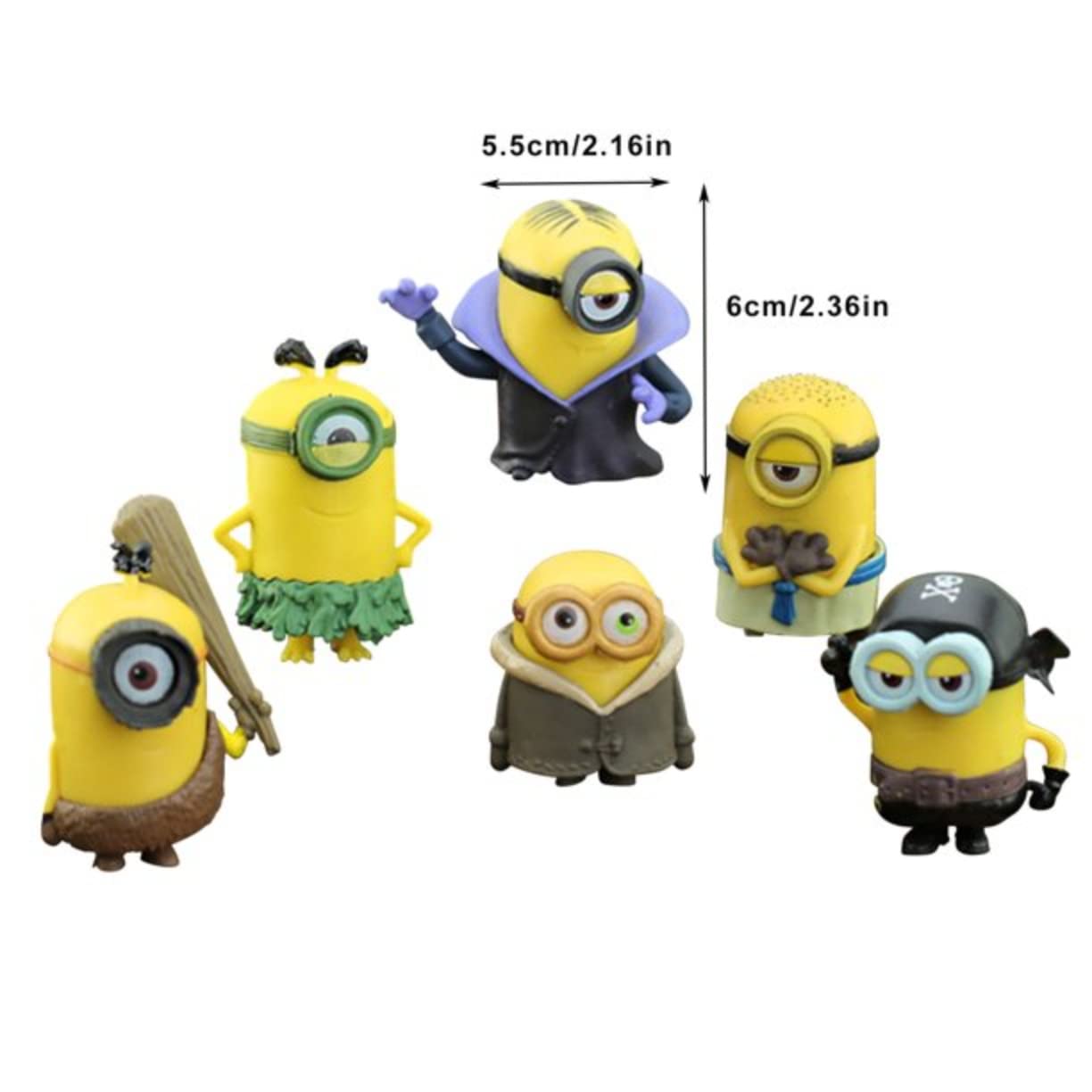 Little Minion Cartoon Action Figures Toys for Kids, Kids Toys, Toys for Girls, Toys for Boys, Action Figure, Miniature Toys, Birthday Gift, Christmas Decorations Items, Collectible Figurine - 6 Pieces