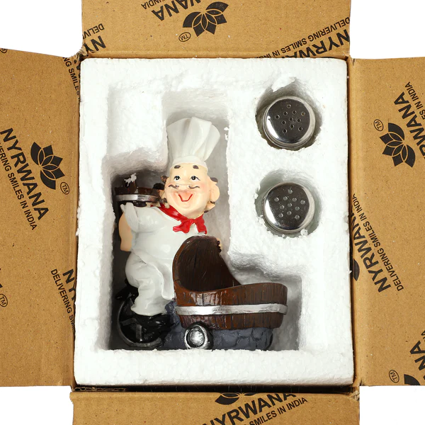 Chef Salt & Pepper Set with Decorative Display Table Stand