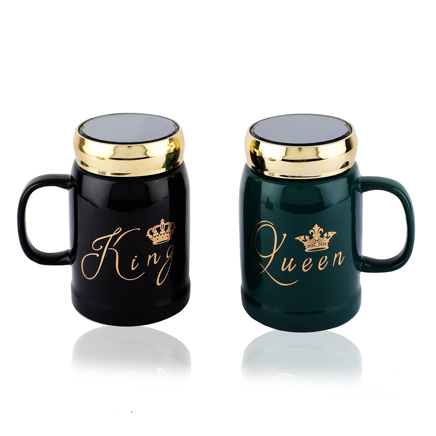 King & Queen couples Coffee Mug Ceramic Coffee and Tea Mug (400 ml) (multi-colours)