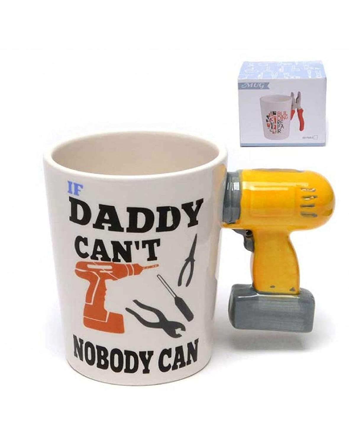 Super Dad Quotation 3D Ceramic Mug for Tea Coffee Birthday Gift Perfect for Fathers Day Gift (If Daddy Can't, Nobody Can) Motivational, Inspirational birthday gifts for Dad.