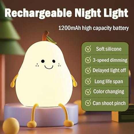 Silicone Pear LED Night light Lamp