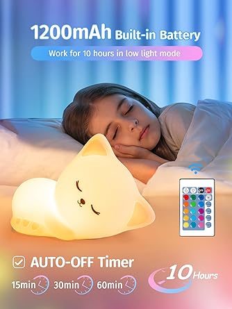 Soft Silicone Cat Seven Colors LED Night Lights