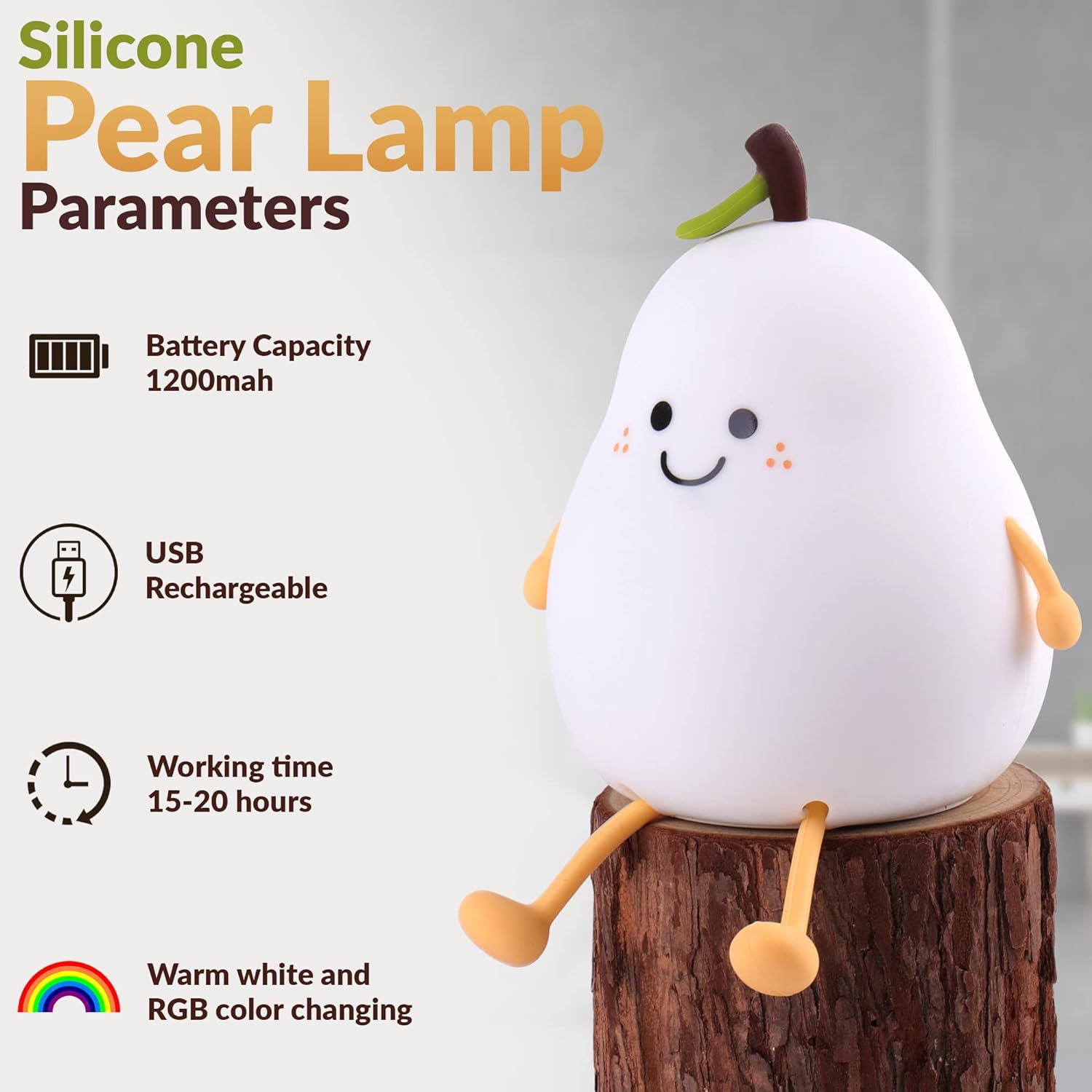 Silicone Pear LED Night light Lamp