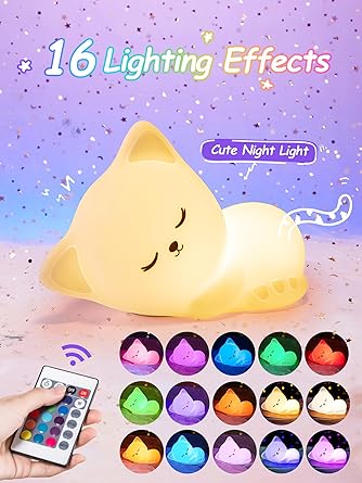 Soft Silicone Cat Seven Colors LED Night Lights