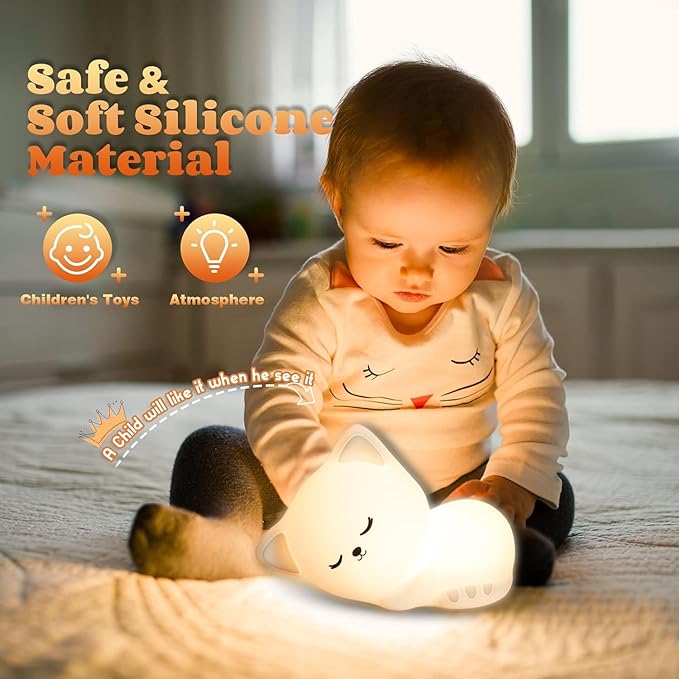 Soft Silicone Cat Seven Colors LED Night Lights