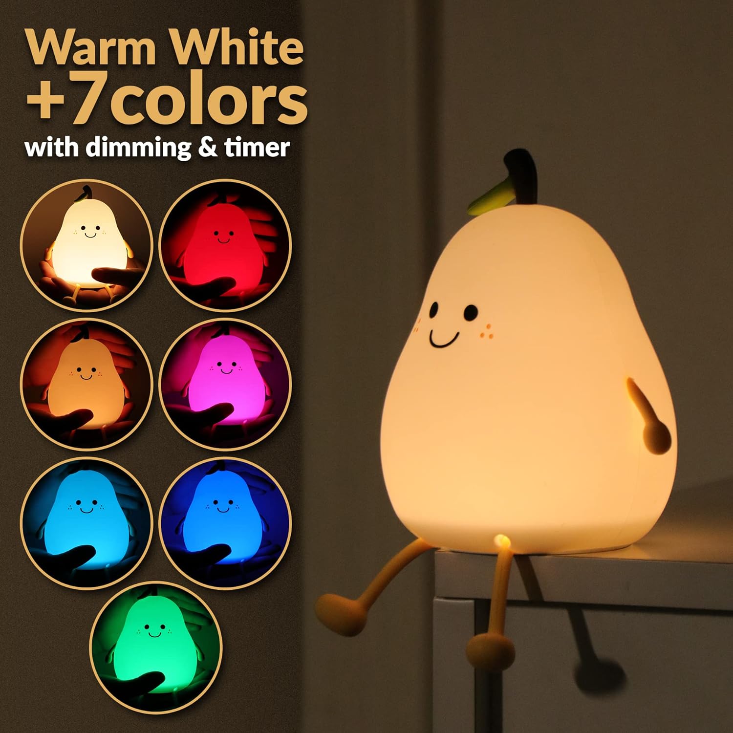 Silicone Pear LED Night light Lamp