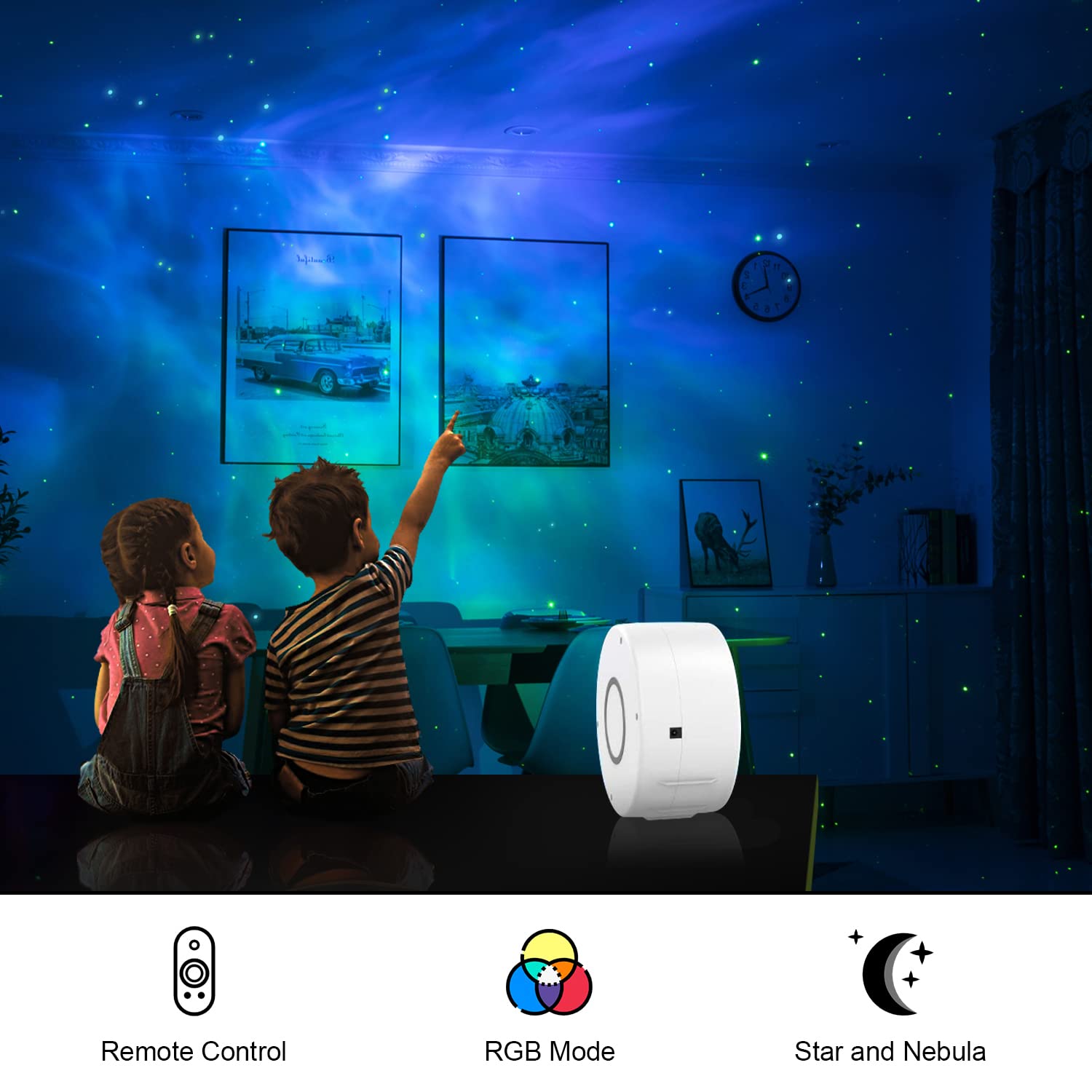 Galaxy Starry Sky Projector, 3D Starlight Projector Lamp with Remote Control,