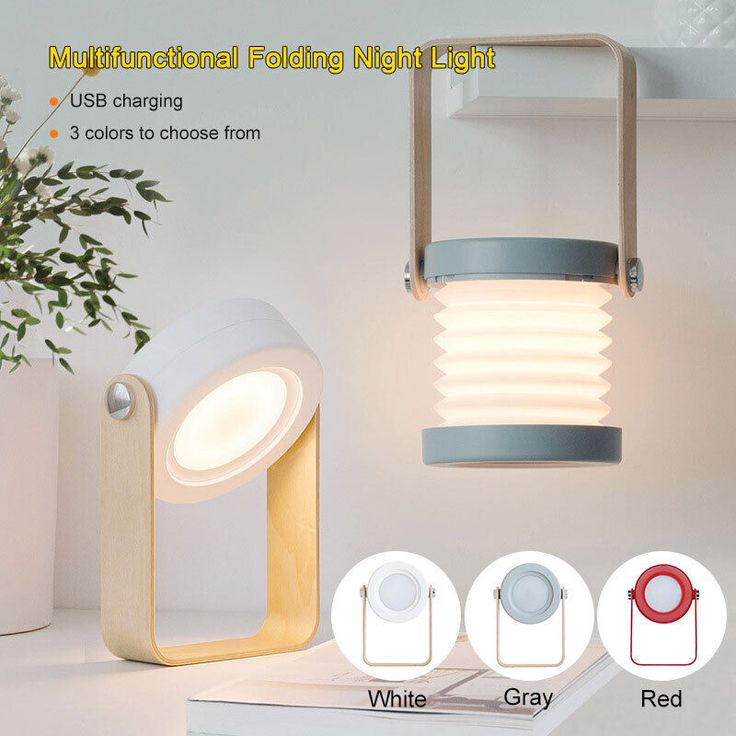 4-in-1 Foldable Table Lamp, USB Rechargeable LED Light, Wooden Handle Portable Lantern Light and Flashlight, Touch Control Dimmable 3 Level Brightness Night Light for Bedroom, Living Room, Outdoor, Office, Camping.