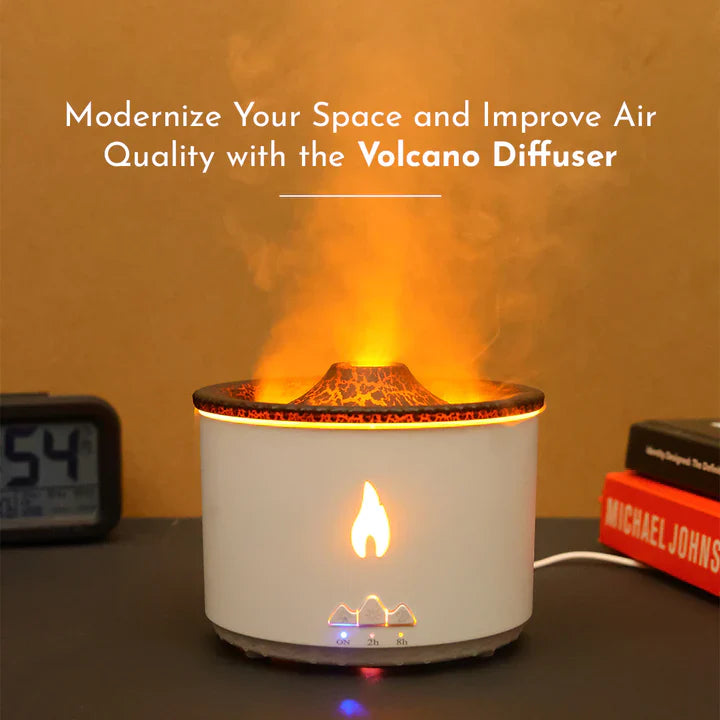 Volcano Humidifier with Flame and Aromatherapy Diffuser