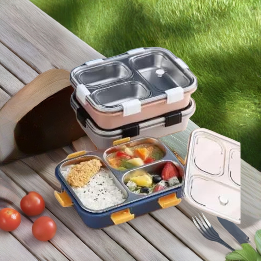 3 Compartment Stainless Steel Leakproof Lunchbox