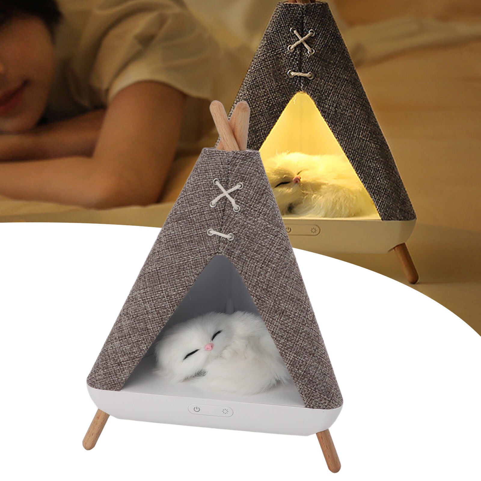 Cute Cat House in Tent Shape Lamp Night Light with Wireless Bluetooth Speaker for Bedroom, Home,  office, Party, Room décor,  Valentine,  Birthday Gifts etc.